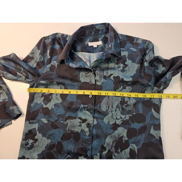 Equipment Women's Leema Shirt polyester silky teal floral long sleeve XS casual_ - Picture 8 of 9